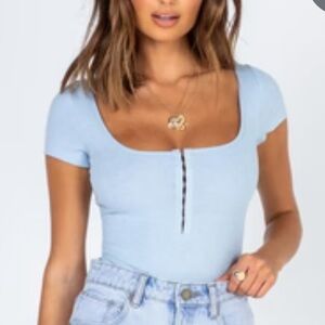 Princess Poly blue short sleeve bodysuit